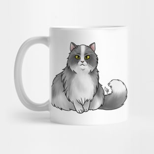 Cat - British Longhair - White and Gray Mug